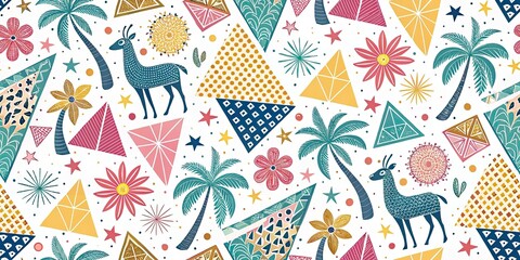 Naklejka premium Geometric Mother's Day Background, Abstract Pattern Design, Floral & Mandala Prints, Gift Wrapping Paper, Mothers Day Card Design, Spring Texture