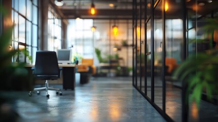 Naklejka premium Modern Industrial Office Space Interior Design