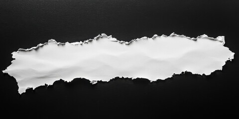 A wrinkled piece of paper rests on a black surface, contrasting with the white background, highlighting texture and simplicity.