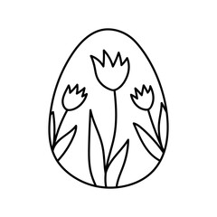 Cute decorated Easter egg isolated on white background. Vector hand-drawn illustration in doodle style. Perfect for holiday designs, cards, logo, decorations.