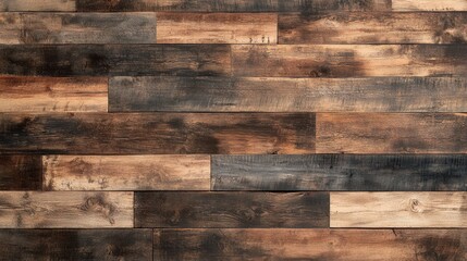 Rustic wooden wall texture with dark and light brown planks, natural patterns, ideal for interior design, backgrounds, and home decor projects.