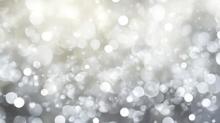 Silver bokeh background, soft blurred lights, abstract texture, sparkling circles, festive atmosphere, light effects for design, holiday backdrop.