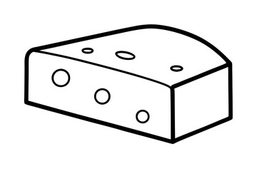 Line Art Cheese Block - Artisanal Food Lab Vector Illustration