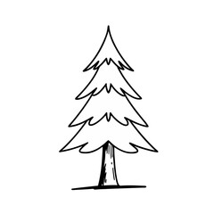 Minimalist black and white pine tree illustration with simple lines. Perfect for nature themes, tattoos, and outdoor-inspired designs.