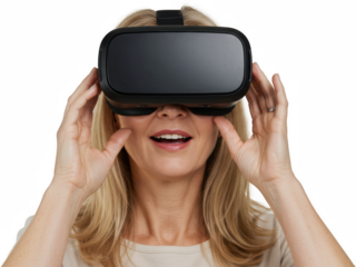 Woman Experiencing Virtual Reality Headset Technology