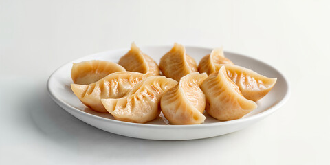 Dumplings served on a white plate showcasing a traditional dish prepared with care and attention to detail