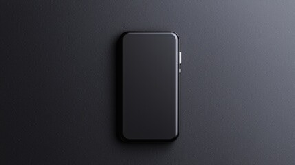 Black smartphone mockup, dark background, app design