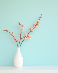 Cherry Blossom Branches in a Ceramic Vase 