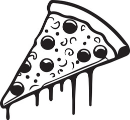 A black and white slice pizza silhouette design - slice pizza silhouette design