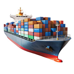 Cargo ship isolated on transparent background  
