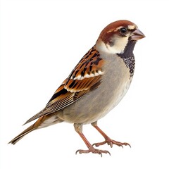 House Sparrow (Passer domesticus) Isolated on White Background