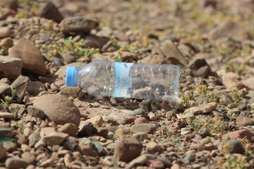 Empty plastic bottle lying on the ground