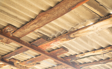 Old construction inside of roof.