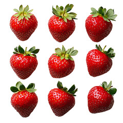 Strawberries on white background, PNG