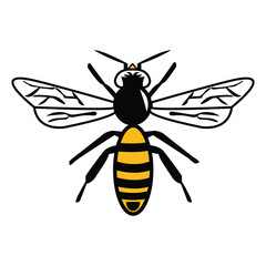 Bee silhouette vector art white background