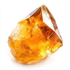 Bright orange polished citrine gemstone isolated on white