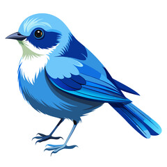 Cartoon Blue Bird with Bright Colors and Expressive Eyes in Stylized Children's Book Illustration

