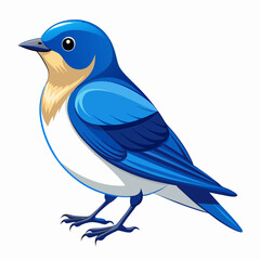 Cartoon Blue Bird with Bright Colors and Expressive Eyes in Stylized Children's Book Illustration

