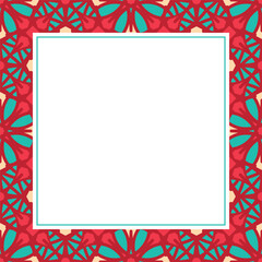 Oriental ornamental mosaic. Arabic design for page decoration. Vector frame of asian mosaic border