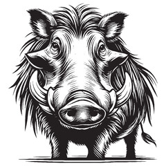 warthog vector black and white on a white background