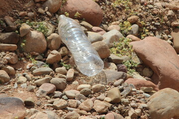 Empty plastic bottle lying on the ground