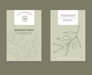 Olives Line Art. Olives Labels. Organic Shop banner. Botanical Background trendy minimalist olive branches. Olives banner template. Floral Line Art Illustration.