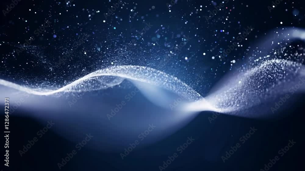 Poster delve into a captivating display of flowing light and shimmering particles set against a dark backdr