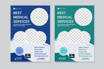 Medical flyer design tamplate A4 size. Creporate healthcare layout tamplate design .Professional medical flyer design service 
