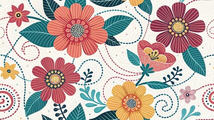 Urban Floral Mother's Day Pattern: Grunge Dash Line Design