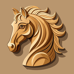 Wooden Horse Sculpture with Intricate Carved Details and Modern Wall Art Design

