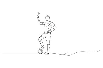 Football continuous one line art drawing style outline vector illustration