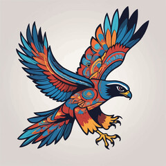 Obraz premium Majestic Flight: A Colorful Hawk Illustration