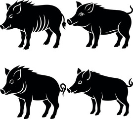Stylized Boar Silhouette Vector Icon Wildlife & Nature Theme.