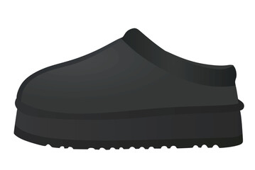 Black chunky snow  boot. vector