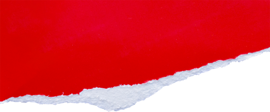 Red ripped paper torn edges strips isolated on white background