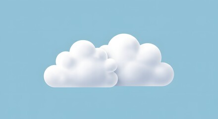 Two fluffy, white cartoon clouds float serenely against a baby blue sky. Simple, clean, and calming, perfect for a lighthearted design.