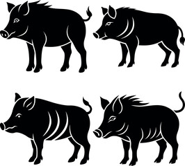Stylized Boar Silhouette Vector Icon Wildlife & Nature Theme.