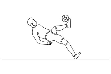 Fototapeta premium Football continuous one line art drawing style outline vector illustration