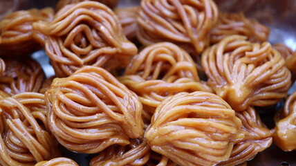 Traditional Moroccan Pastry - Chebakia or Bouchnikha on White Background | Sweet Treats | Moroccan Dessert Photography