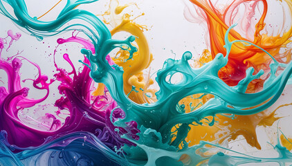 Bunte flüssige Farbe fliesst wild durcheinander