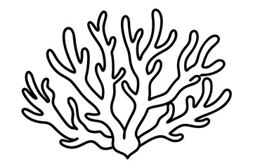 Abstract Line Art of Coral Reefs - Marine Life Vector Illustration