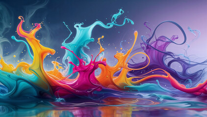 Bunte Farbe wild fliessend