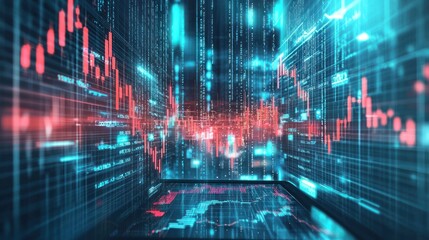 Fototapeta premium Digital Stock Market Data Visualization: Abstract Representation of Financial Information