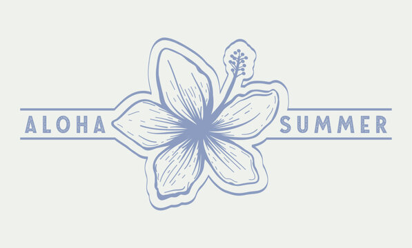 Aloha hibiscus flower Hawaiian tropical design for print, nature floral abstract background. graphic, poster, sticker, fashion, t shirt, slogan tee. fashion style trend spring summer print