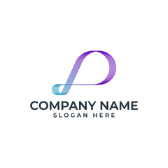 Modern abstract P logo with a flowing, ribbon-like design and vibrant gradient, resembling an infinity shape. Versatile vector for technology, creative industries. Elegant and minimalist.