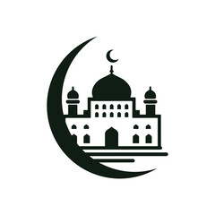mosque simple icon, islamic worship place, muslim symbols, vector illustration