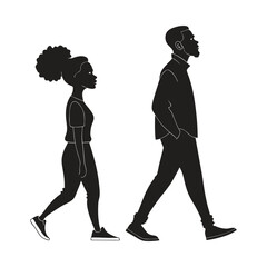  Avatar faceless black female, male icons set. Women, men, girls, guys, boys silhouette vector art