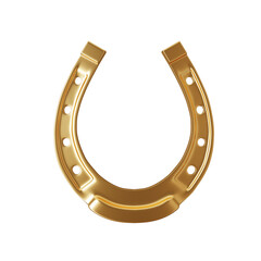 Golden horseshoe isolated on white background. 3d-rendering