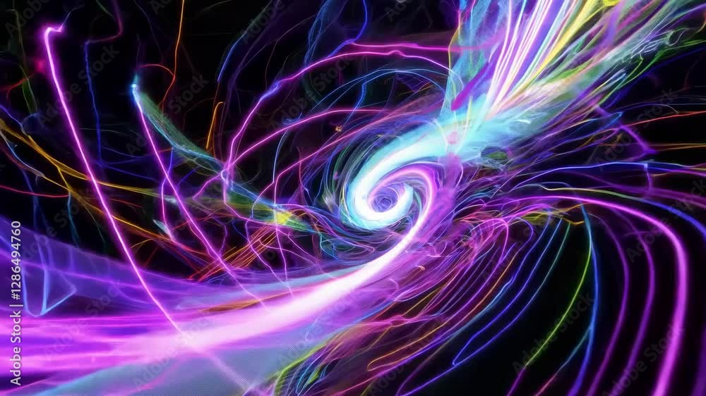 Poster colorful light patterns twist and turn in a mesmerizing display, showcasing flowing designs in vibra