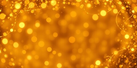 Golden glitter swirls and sparkles with abstract background of shiny golden lights, holiday, festive, Christmas